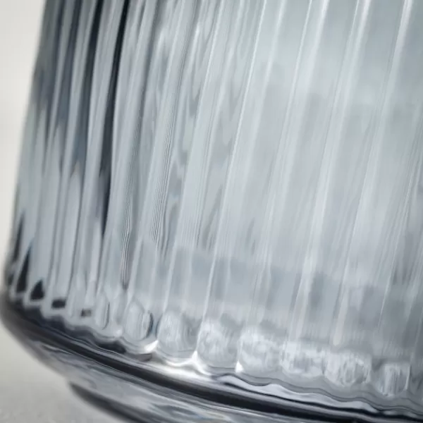 Vases-Kirkland's Home Modern Ribbed Glass Vase Gray