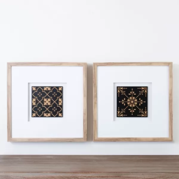 Framed Art-Kirkland's Home Modern Tile I Shadowbox Framed Art Print White/Brown