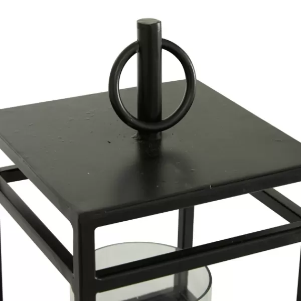 Lanterns-Kirkland's Home Modern Vintage Iron Framed Lantern, 15 In. Black