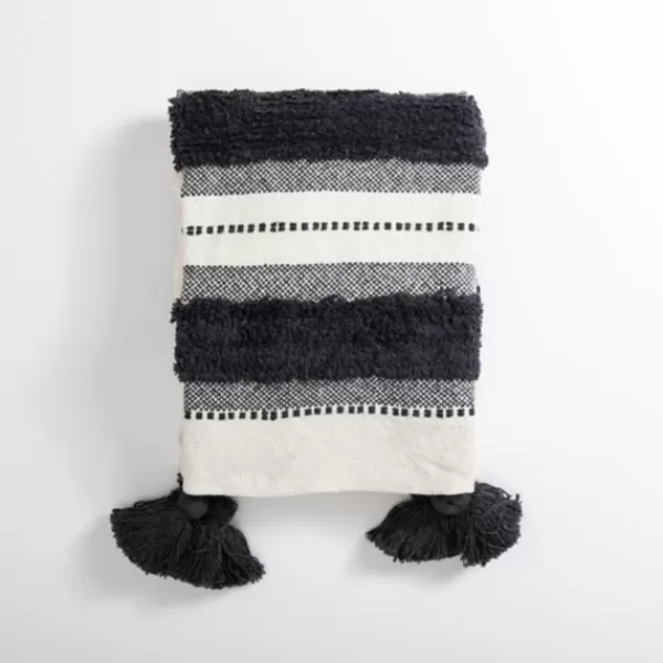 Blankets & Throws-Kirkland's Home Montauk Cotton Tufted Throw Gray
