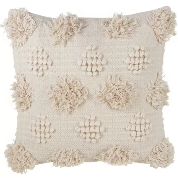 Pillows-Kirkland's Home Moroccan Tufted Pom Pom Throw Pillow Ivory