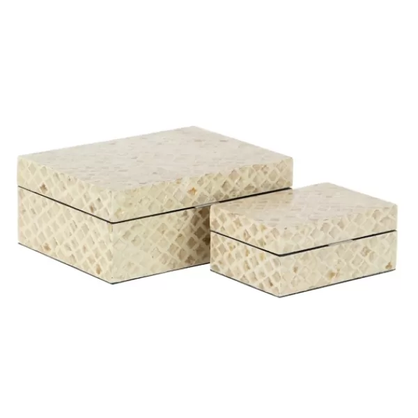 Baskets & Boxes-Kirkland's Home Mother Of Pearl 2-Pc. Box Set Tan/White