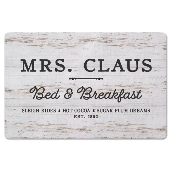 Kitchen & Floor Mats-Kirkland's Home Mrs. Claus Bed & Breakfast Christmas Floor Mat Tan/Black