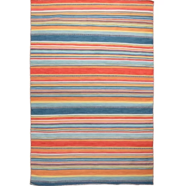 Outdoor Rugs-Kirkland's Home Multi Dhurri Stripe Indoor/Outdoor Area Rug, 5X7 Blue/Orange/Multi