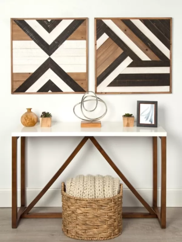 Wall Plaques-Kirkland's Home Multicolor Baralt Shiplap Wood Wall Plaque Brown/Black/White