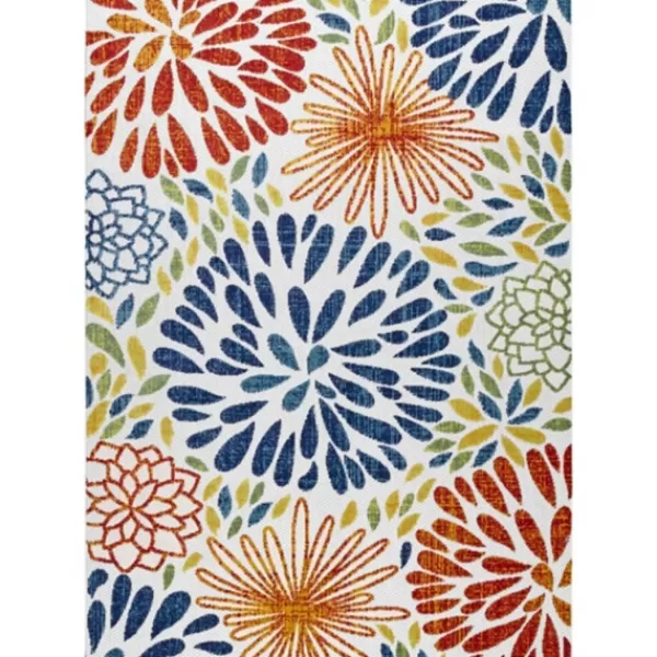 Outdoor Rugs-Kirkland's Home Multicolor Burst Indoor/Outdoor Area Rug, 5X8 Blue/Orange/Green