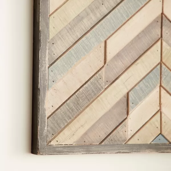 Wall Plaques-Kirkland's Home Multicolor Criss Cross Chevron Wood Wall Plaque Brown/Gray