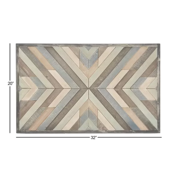Wall Plaques-Kirkland's Home Multicolor Criss Cross Chevron Wood Wall Plaque Brown/Gray