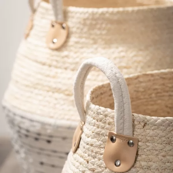Baskets & Boxes-Kirkland's Home Multicolor Natural Maize Woven Baskets, Set Of 2 Multi/White/Tan