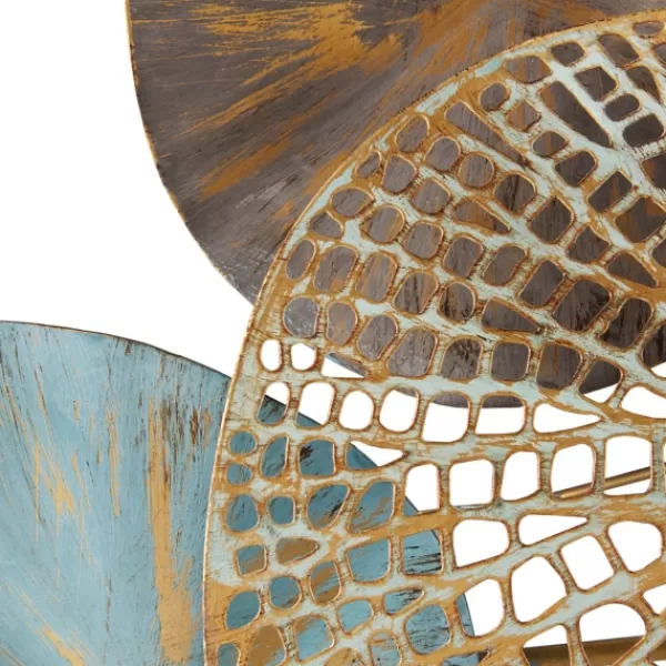 Wall Plaques-Kirkland's Home Multicolored Metal Circles Wall Plaques, Set Of 2 Blue/Gold/Brown