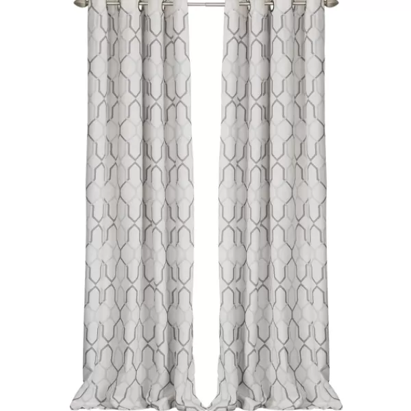 Curtains & Drapes-Kirkland's Home Mushroom Interlock Single Curtain Panel, 84 In. Gray/Ivory