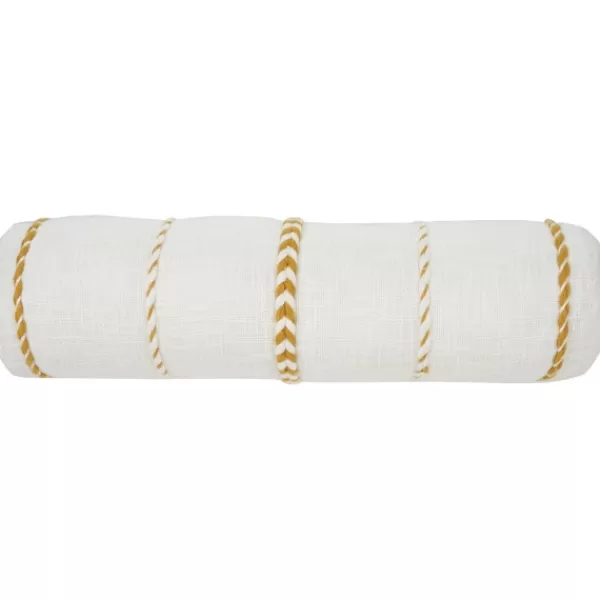 Pillows-Kirkland's Home Mustard Braided Twist Lumbar Throw Pillow Yellow/White