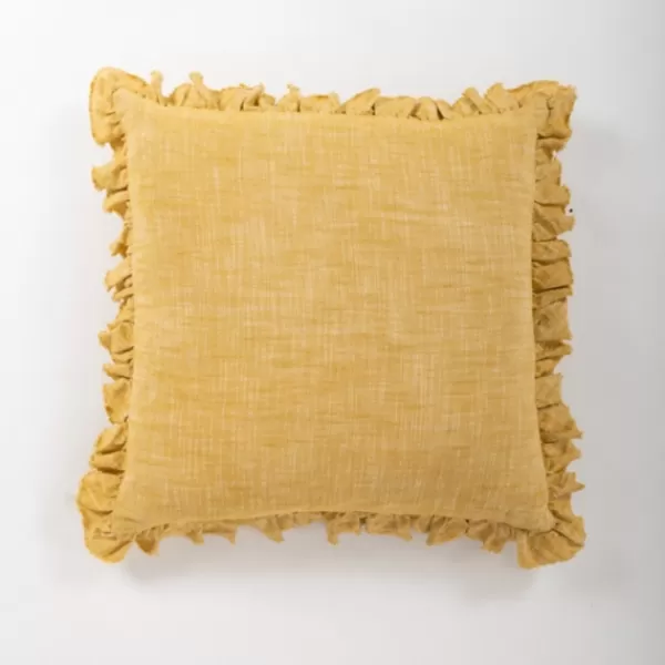 Pillows-Kirkland's Home Mustard Chambray Ruffle Edge Pillow Yellow