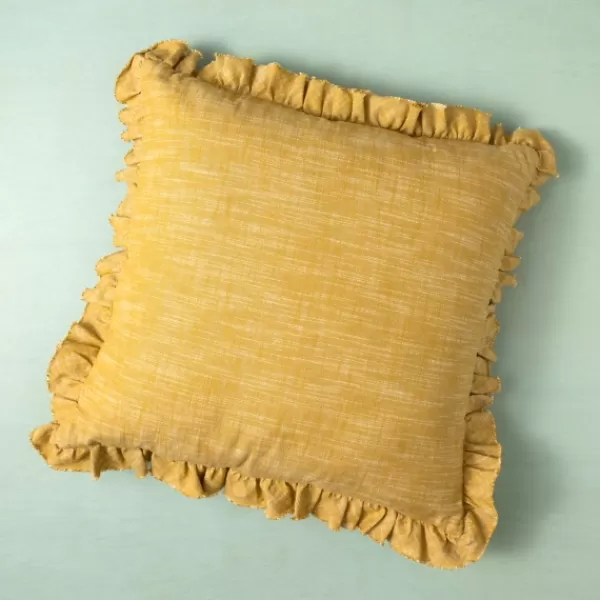 Pillows-Kirkland's Home Mustard Chambray Ruffle Edge Pillow Yellow