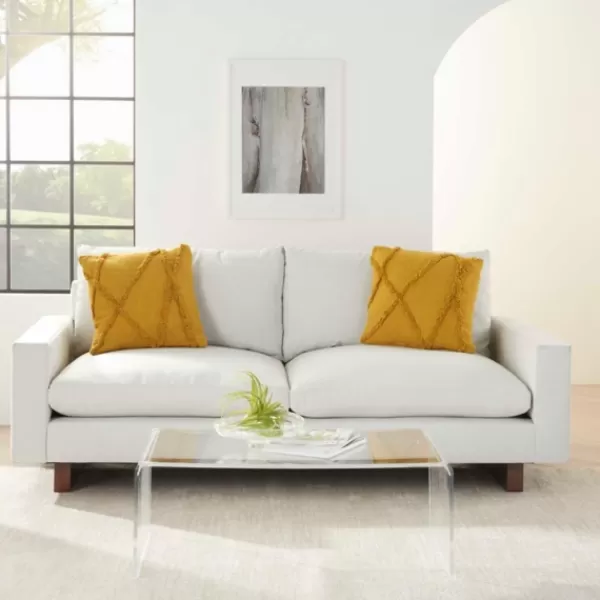 Pillows-Kirkland's Home Mustard Tufted Abstract Diamond Pillows, Set Of 2 Yellow