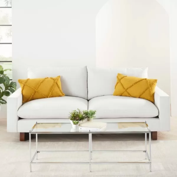 Pillows-Kirkland's Home Mustard Tufted Diamond Lumbar Pillows, Set Of 2 Yellow