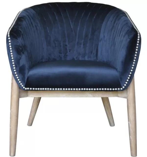 Accent Chairs-Kirkland's Home Nadia Navy Velvet Club Chair Blue