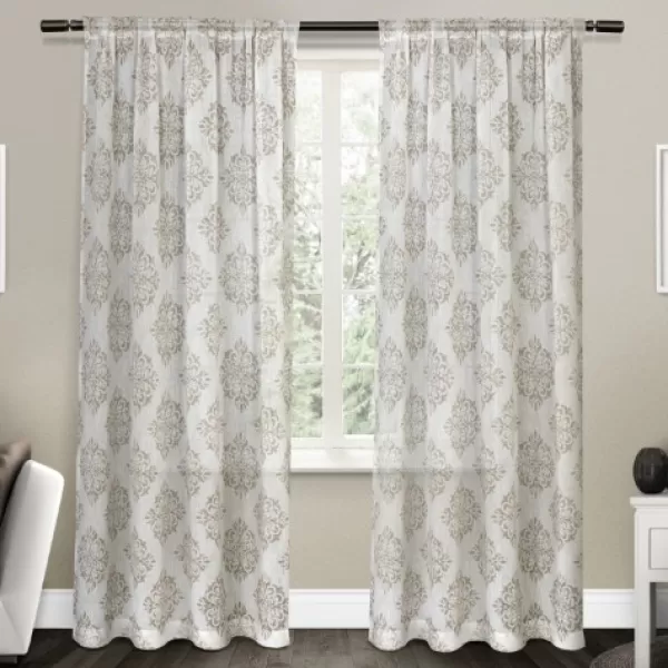 Curtains & Drapes-Kirkland's Home Nagano Linen Curtain Panel Set, 96 In. Tan
