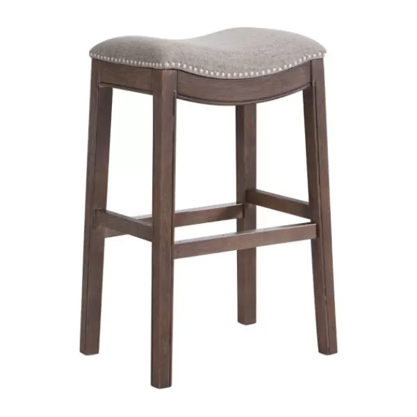 Bar Stools & Counter Height Stools-Kirkland's Home Nailhead Trim Saddle Bar Stool Gray