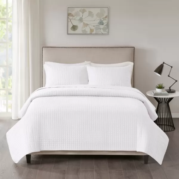 Bedspreads & Coverlets-Kirkland's Home Nash 3-Pc. Reversible King Coverlet Set White
