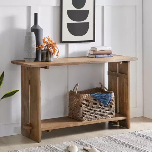 Console Tables-Kirkland's Home Natural Acacia Wood Farmhouse Console