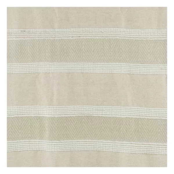 Blankets & Throws-Kirkland's Home Natural And White Colorblock Chevron Throw Tan/Ivory