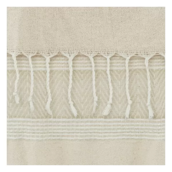 Blankets & Throws-Kirkland's Home Natural And White Colorblock Chevron Throw Tan/Ivory