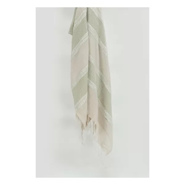 Blankets & Throws-Kirkland's Home Natural And White Colorblock Chevron Throw Tan/Ivory