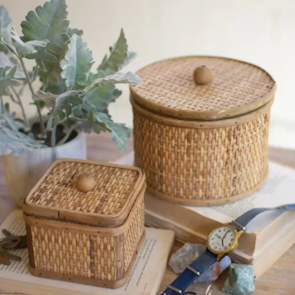 Baskets & Boxes-Kirkland's Home Natural Antique Woven 2-Pc. Box Set Brown/Tan