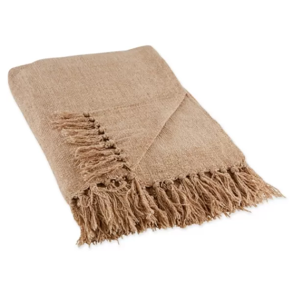 Blankets & Throws-Kirkland's Home Natural Chenille Fringe Throw Tan