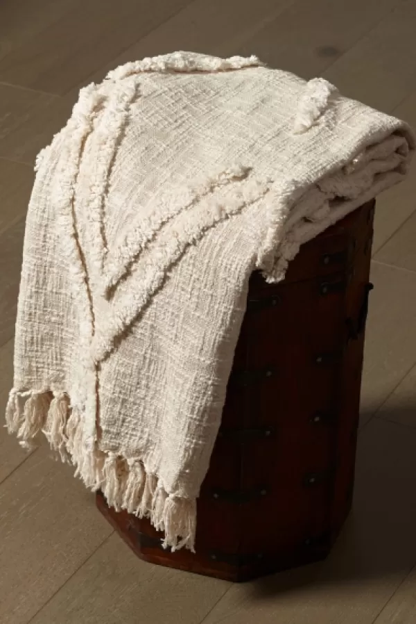 Blankets & Throws-Kirkland's Home Natural Diamond Cotton Blanket Ivory