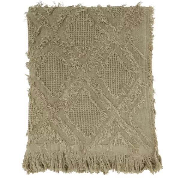 Blankets & Throws-Kirkland's Home Natural Diamond Pattern Throw Blanket Tan