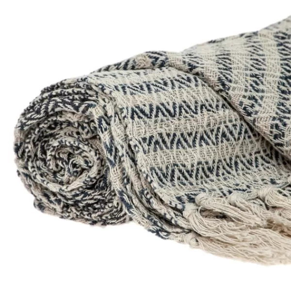 Blankets & Throws-Kirkland's Home Natural Diamond Wool Handloomed Tassel Throw Ivory/Gray/Tan