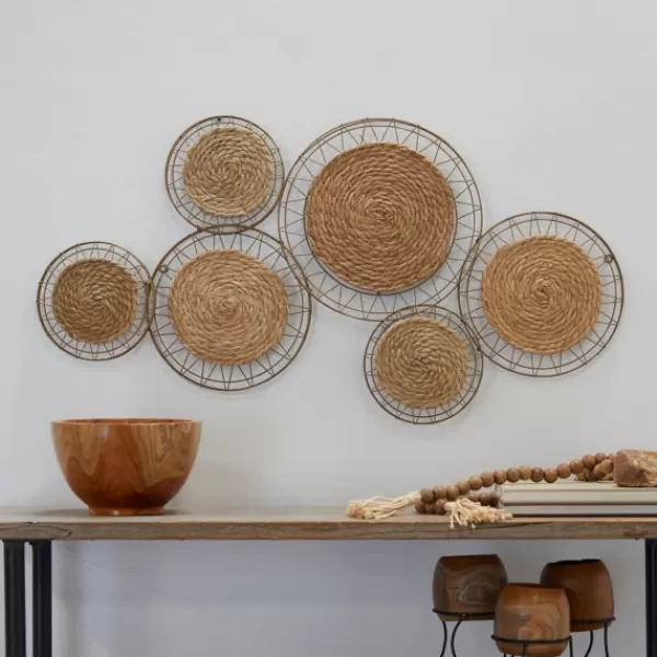 Wall Plaques-Kirkland's Home Natural Dried Bohemian Plates Wall Plaque Tan
