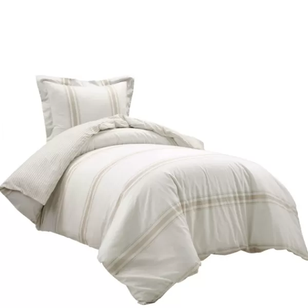 Duvets-Kirkland's Home Natural Farmhouse Stripe 2-Pc. Twin Xl Duvet Set Tan