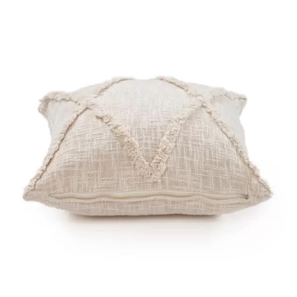 Pillows-Kirkland's Home Natural Fringe Diamond Pillow, 20 In. Tan