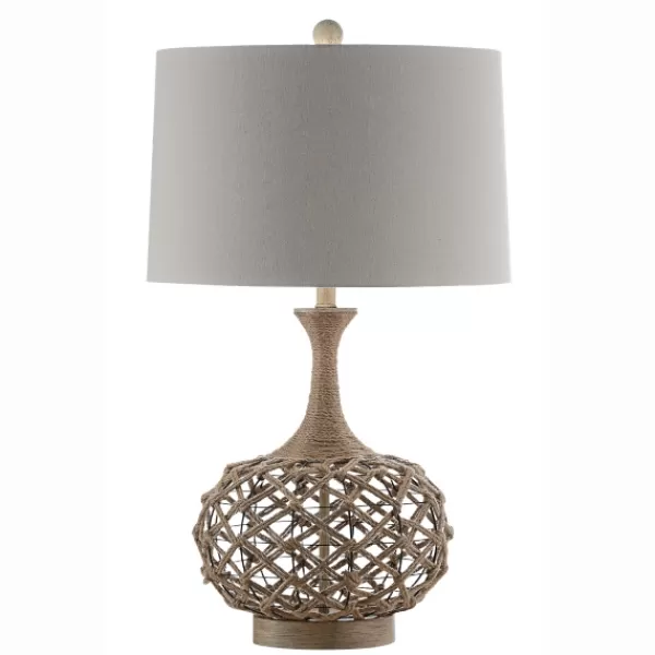 Table Lamps-Kirkland's Home Natural Hemp Rope Coastal Table Lamp White