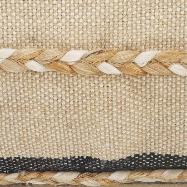 Pillows-Kirkland's Home Natural Jute Braided Stripe Lumbar Pillow Black/Tan/Ivory