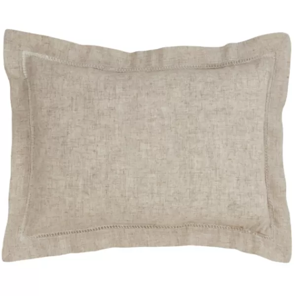 Pillows-Kirkland's Home Natural Linen Down Hemstitched Lumbar Pillow Tan