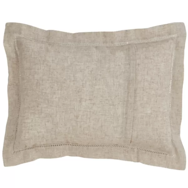 Pillows-Kirkland's Home Natural Linen Down Hemstitched Lumbar Pillow Tan