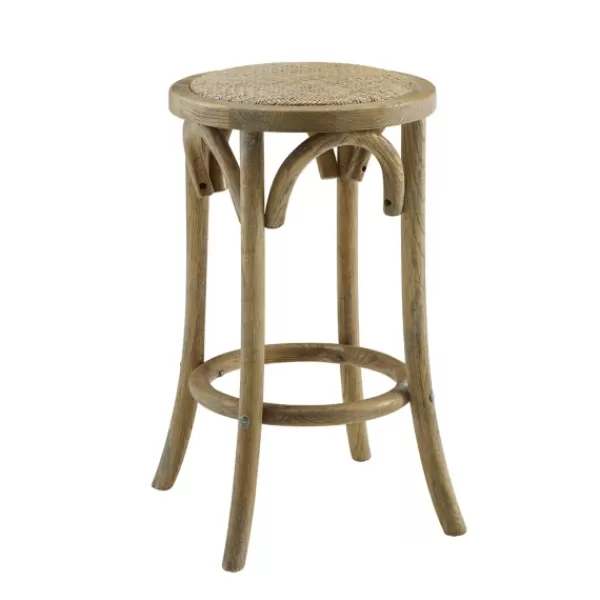 Bar Stools & Counter Height Stools-Kirkland's Home Natural Rat Upholstered Wood Counter Stool Tan