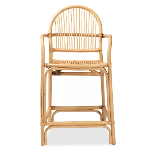 Bar Stools & Counter Height Stools-Kirkland's Home Natural Rat Woven Seat Counter Stool Tan