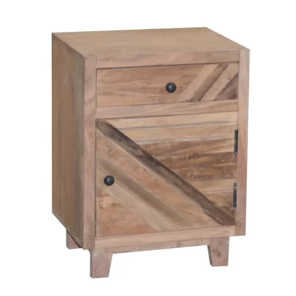 Nightstands-Kirkland's Home Natural Reclaimed Wood Diagonal Slats Nights D Tan