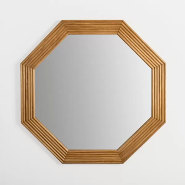 Decorative Mirrors-Kirkland's Home Natural Ribbed Frame Octagon Wall Mirror