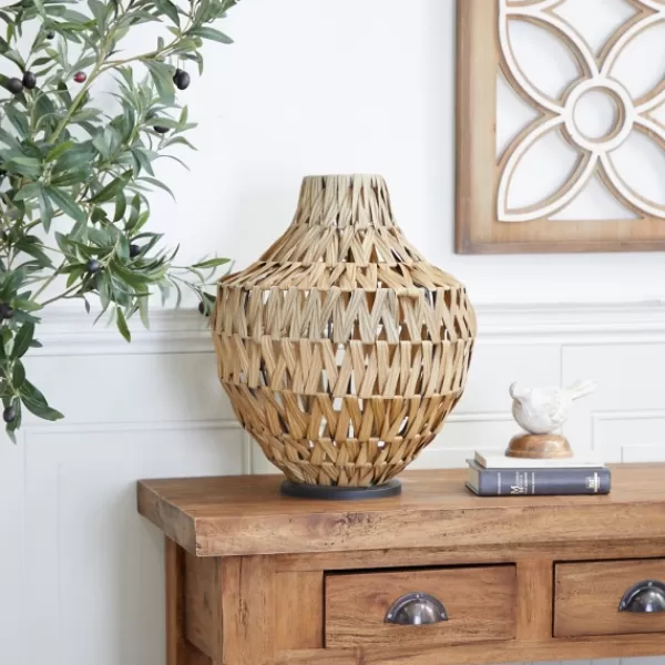Vases-Kirkland's Home Natural Seagrass Tapered Neck Coastal Vase Tan