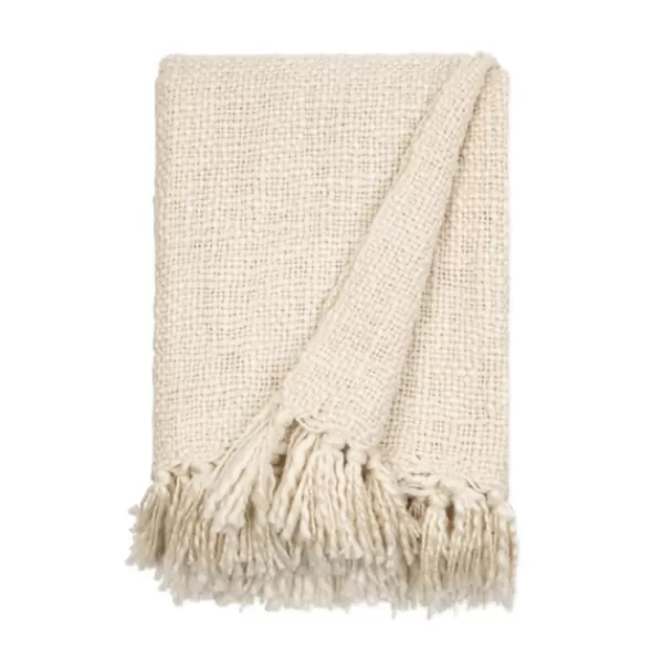 Blankets & Throws-Kirkland's Home Natural Slubbed Yarn Throw Ivory