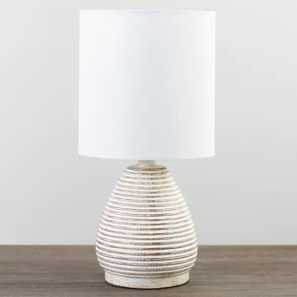 Table Lamps-Kirkland's Home Natural Stripe Table Lamp White