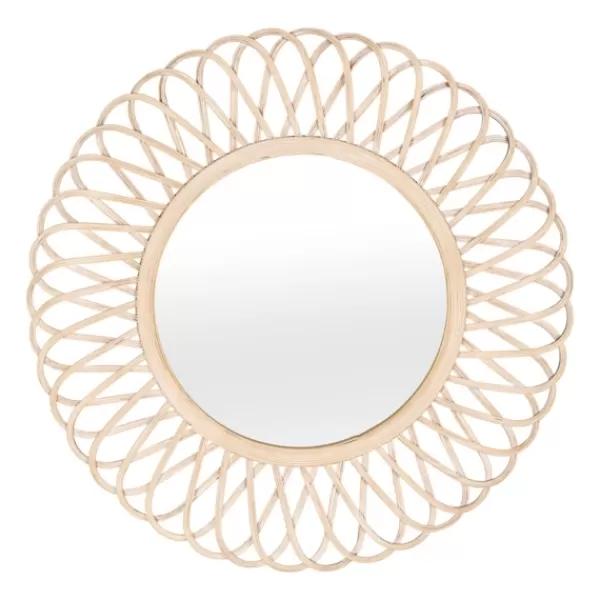 Framed Mirrors-Kirkland's Home Natural Tan Daisy Spiral Wicker Framed Mirror