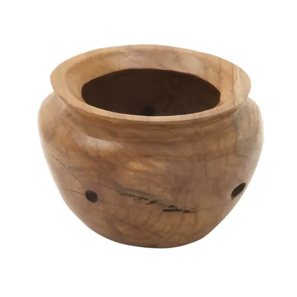 Decorative Bowls & Jars-Kirkland's Home Natural Teak Wood Banga Bowl Brown