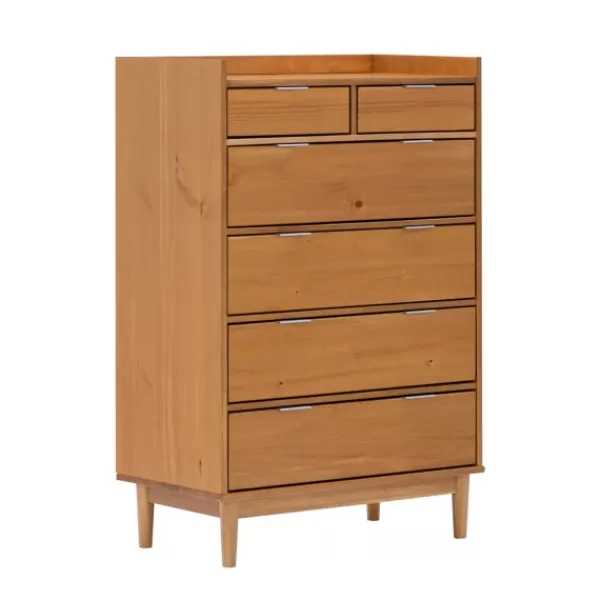 Dressers & Chests-Kirkland's Home Natural Wood 6-Drawer Simple Dresser Tan